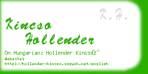 kincso hollender business card